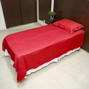 Colcha Cobre Leito Solteiro Poliester Matelado 2pcs Vermelho