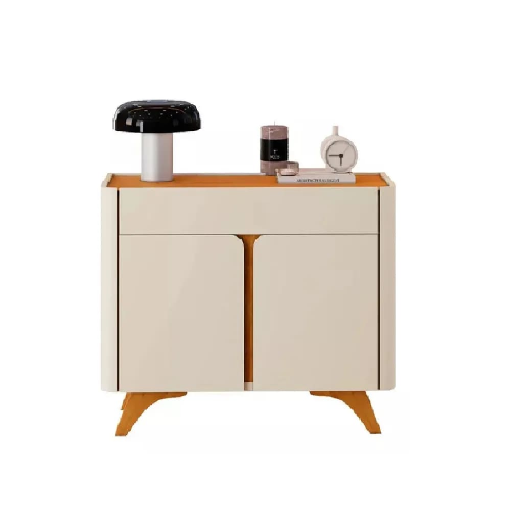 Buffet Aros 2 Portas Pés Madeira Maciça - Off White/Naturale - Mavaular