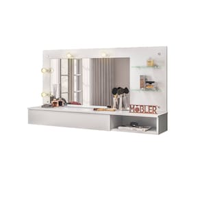 Penteadeira Lumiere Mobler com Espelho Camarim Branco Fosco