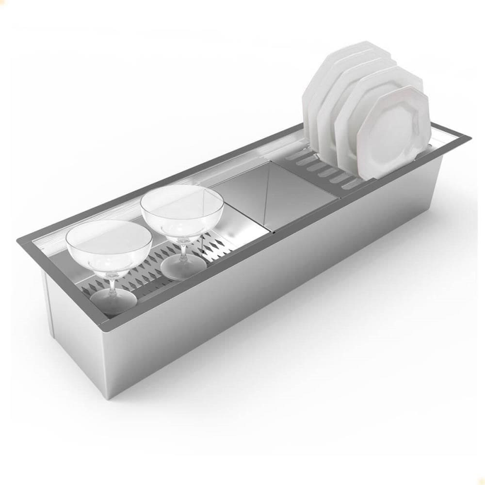 Calha Úmida Organizadora Saro De Embutir Sobreposta Em Inox 65cm Com 3 Módulos CL65