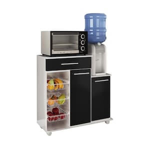 Balcão Cozinha Multiuso Ditália MF-185 Branco/Preto cz