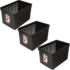 Kit 3 Caixas Plásticas para Arquivos Pastas Suspensas com Furação 42x27cm Office Line Ordene