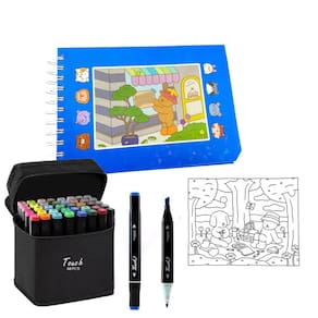 Canetinhas 48 Cores Ponta Dupla Livro Pintar Ursinho Fofo Divertido Estojo Desenho Relaxante