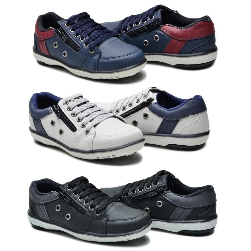 Kit 3 Sapatênis Casual Fechamento Elástico e Zíper Infantil