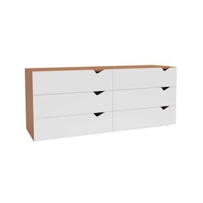 Cômoda de Quarto Porto c/ 6 Gavetas Freijo/Branco - Politorno