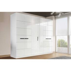 Guarda Roupa Casal 6 Portas e 4 Gavetas Lisboa Branco - Politorno