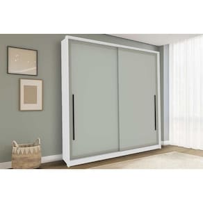 Guarda Roupa Casal 2 Portas de Correr e 2 Gavetas Valência Branco/Verde - Politorno