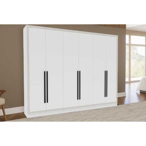 Guarda Roupa Casal 6 Portas e 4 Gavetas Valência Branco - Politorno