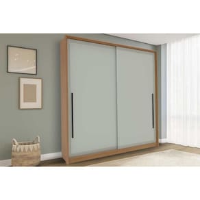 Guarda Roupa Casal 2 Portas de Correr e 2 Gavetas Valência Freijo/Verde - Politorno