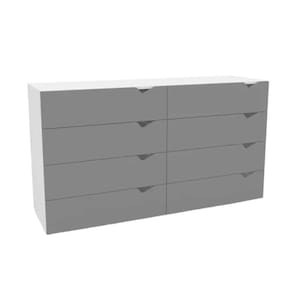 Cômoda de Quarto Porto c/ 8 Gavetas Branco/Cinza - Politorno
