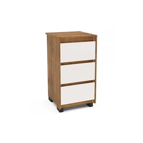 Mesa Cabeceira Coimbra c/ 3 Gavetas Freijo/Off White - Politorno