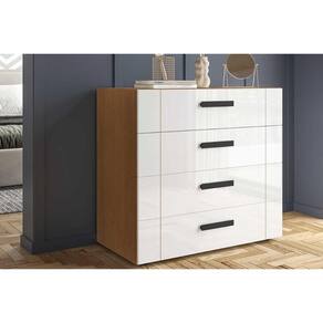 Cômoda de Quarto Lisboa c/ 4 Gavetas Freijo/Branco - Politorno