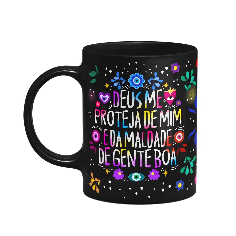 Caneca Proteção - Deus me proteja de mim - Preta