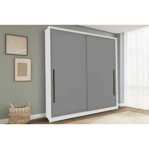 Guarda Roupa Casal 2 Portas de Correr e 2 Gavetas Valência Branco/Cinza - Politorno