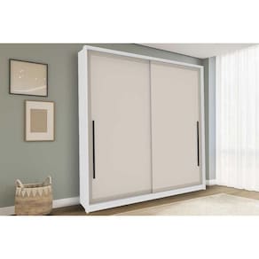 Guarda Roupa Casal 2 Portas de Correr e 2 Gavetas Valência Branco/Creme - Politorno