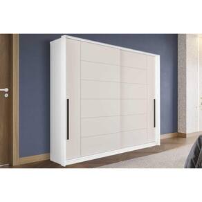 Guarda Roupa Casal 2 Portas de Correr e 2 Gavetas Lisboa Branco/Creme - Politorno