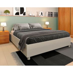 Cama de Casal Queen Mônaco Off White - Tcil Móveis