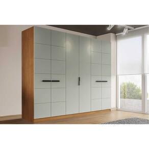 Guarda Roupa Casal 6 Portas e 4 Gavetas Lisboa Freijo/Verde - Politorno