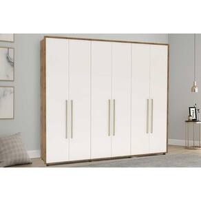 Guarda Roupa Casal 6 Portas e 6 Gavetas Coimbra Freijo/Off White - Politorno