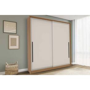 Guarda Roupa Casal 2 Portas de Correr e 2 Gavetas Valência Freijo/Creme - Politorno