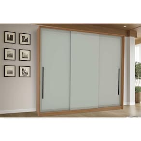 Guarda Roupa Casal 3 Portas de Correr e 4 Gavetas Valência Freijo/Verde - Politorno