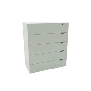 Cômoda de Quarto Porto c/ 5 Gavetas Branco/Verde - Politorno