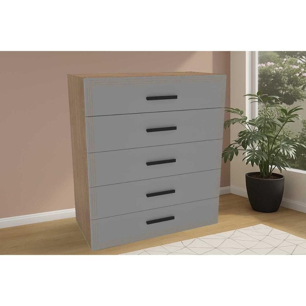 Cômoda de Quarto Valência c/ 5 Gavetas Freijo/Cinza - Politorno