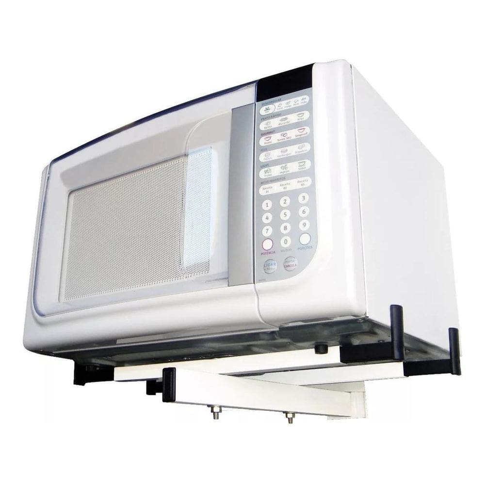 Suporte Parede Branco Microondas/Forno Universal Aço Carbono