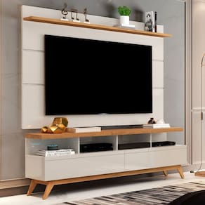 Rack com Painel para TV Até 60 Polegadas Vivare 2 Gavetas Off White/Natural - Giga Móveis