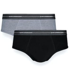 Kit Cueca Slip Lupo Com Elastano 2 Peças - Preto e Cinza