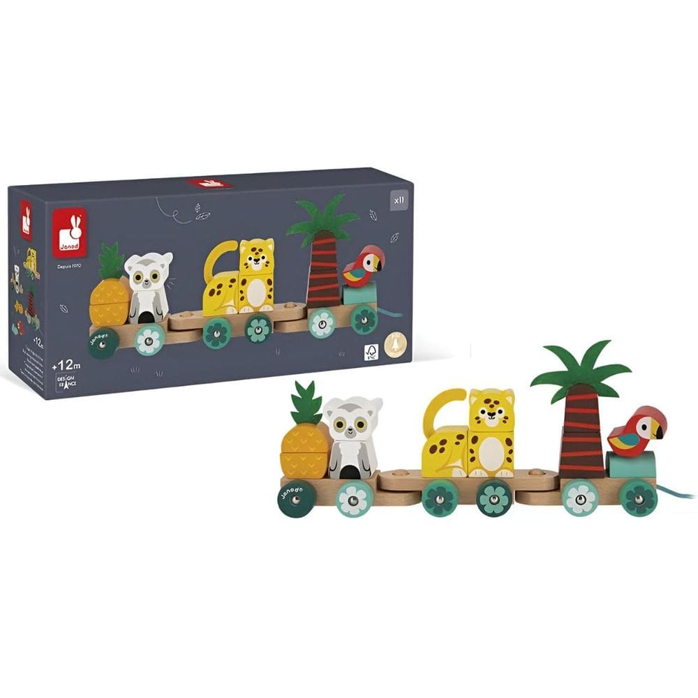 Trem De Passear Montavel 11 Peças Em Madeira Tropik - Janod Brinquedos