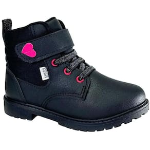 Bota Infantil Klin Rock Mini Menina - Preto e Rosa