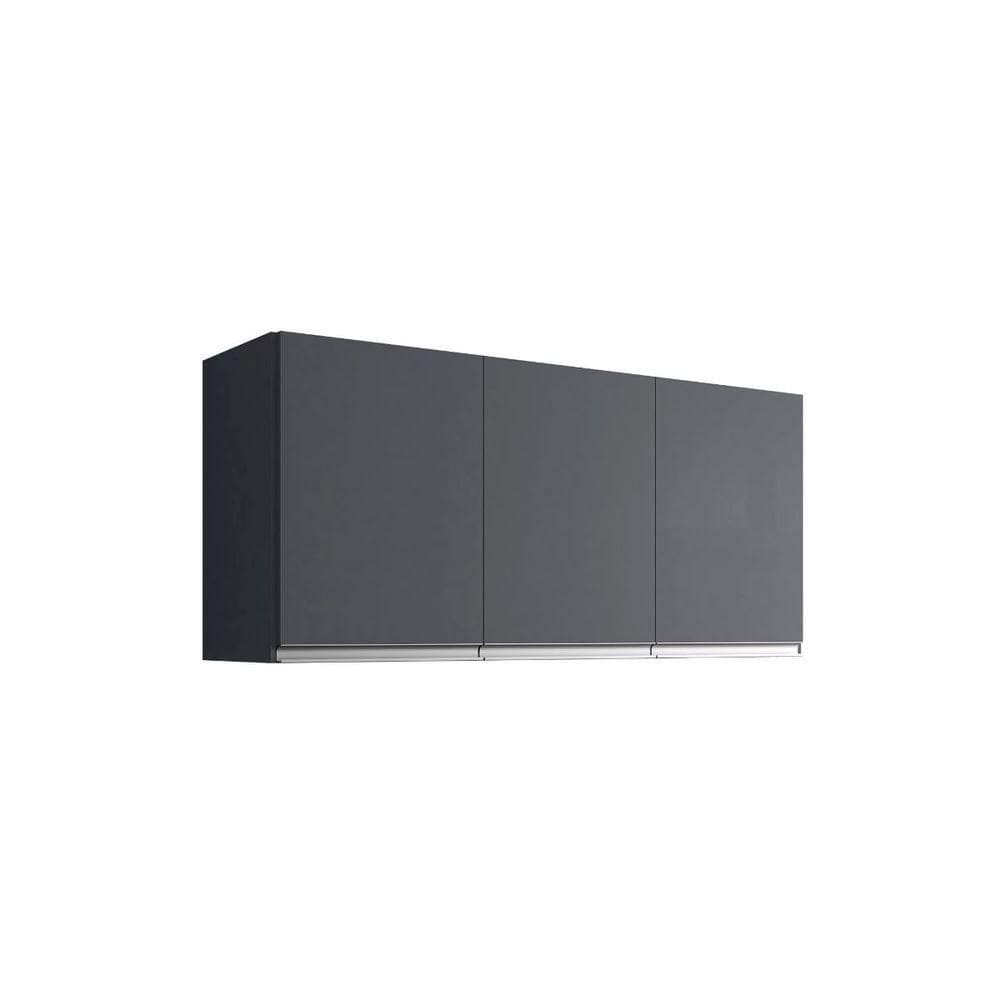 Armário Aéreo Para Cozinha Andréia 120 Cm Com 3 Portas Cinza Fosco