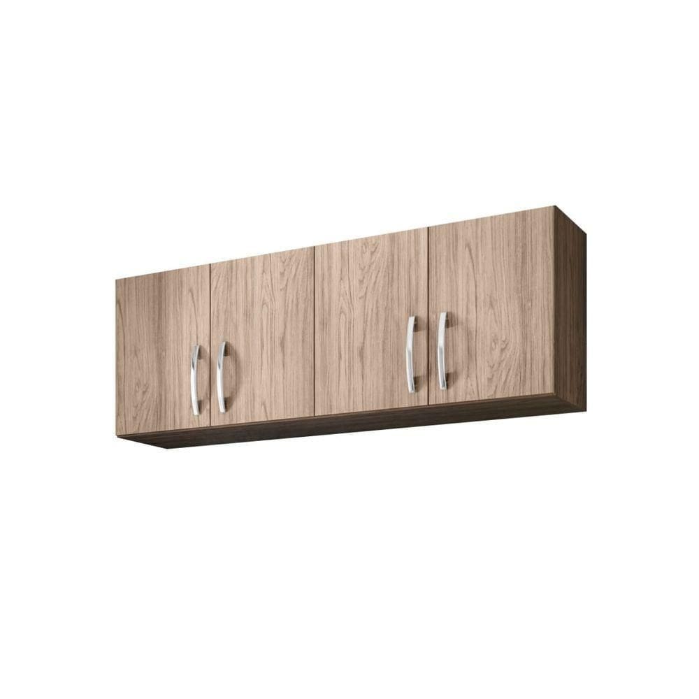 Armário Aéreo Para Cozinha Com 4 Portas 150 Cm Estrutura Mdp Castanho-avelã