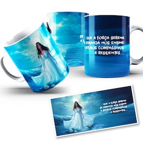 Caneca de Iemanjá Detalhada Colorida e Vibrante 325ml