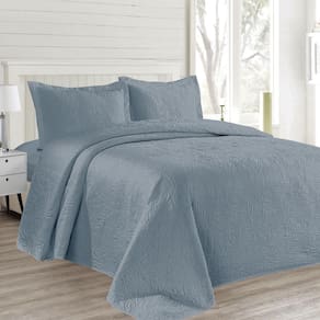 Kit Colcha Casal Boutis Mf Cazza Organic com 3 Peças Azul 210x230cm