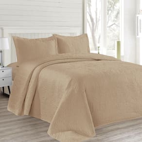 Kit Colcha Queen Boutis Mf Cazza Organic com 3 Peças Bege 230x250cm