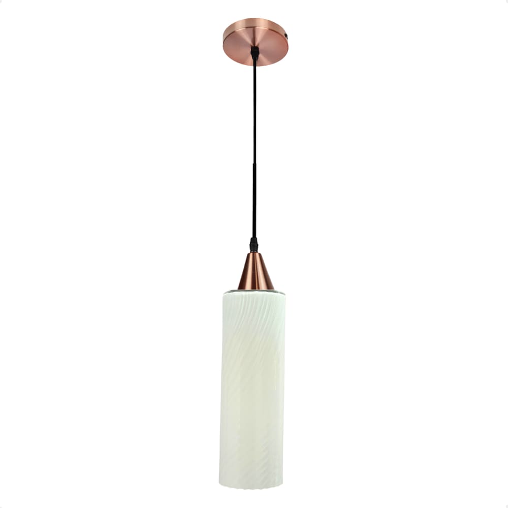 Lustre Pendente Taschibra Anne Branco Leitoso E27 Bivolt Cobre