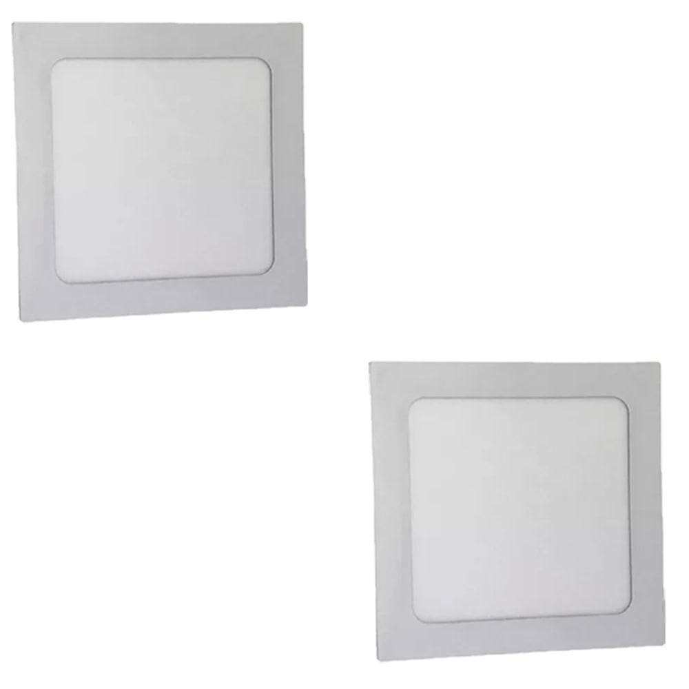 Kit 2 Painel Led Quadrado Embutir 12w 4000k Bivolt Foxlux