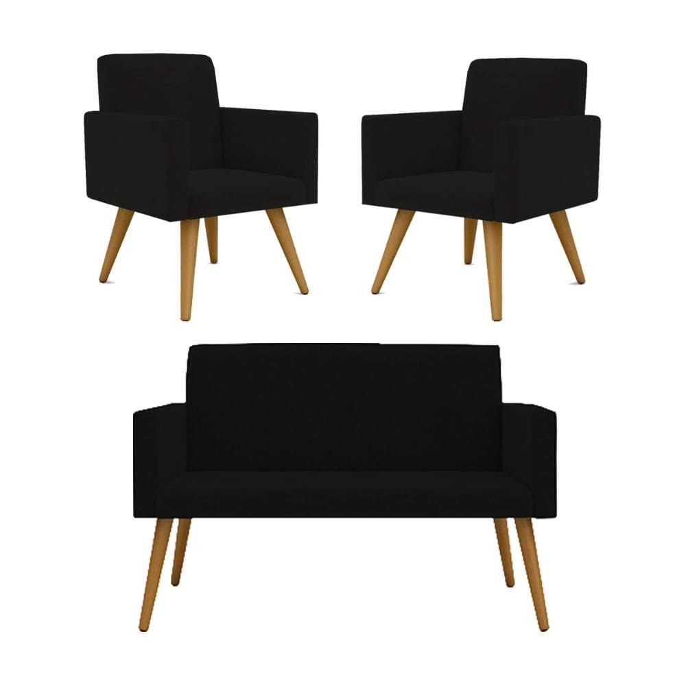 Kit 2 Poltronas e 1 Namoradeira Nina Suede