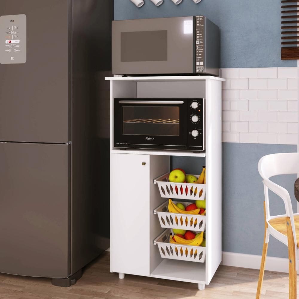 Balcão Cozinha Fruteira Genialflex Josy para 2 Fornos Branco