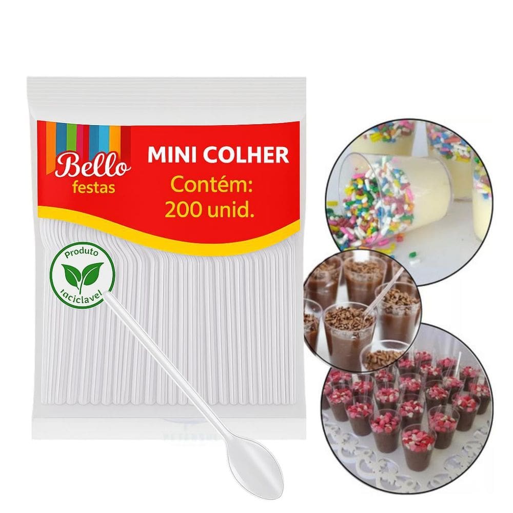 Mini Colher Para Doces Brigadeiro Cristal 800Un Bello Festas