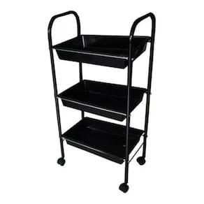 Mesa Carrinho Auxiliar Tubular 3 Bandejas - Preto