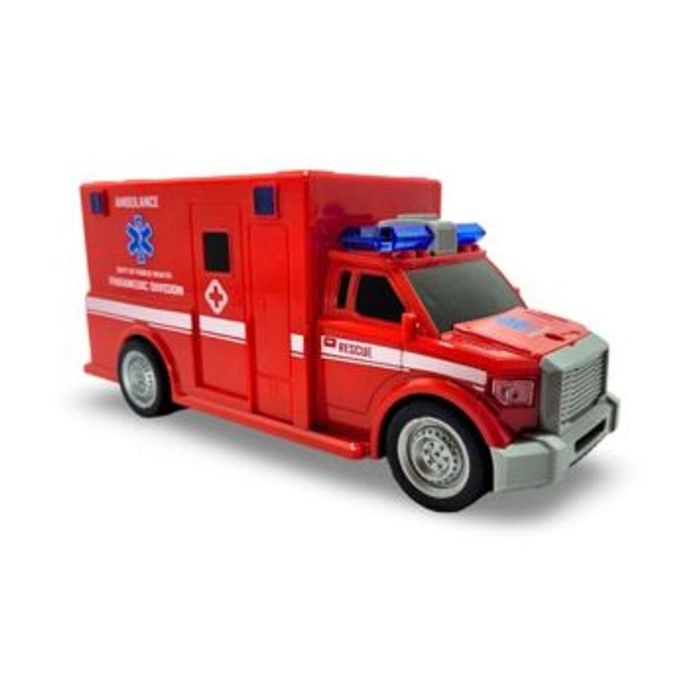 Carro Friccao Luz e Som Modelo Ambulancia DM Toys Brinquedo Infantil Recreativo