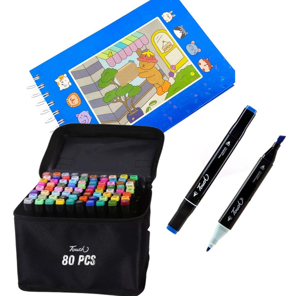 Canetinhas 80 Cores Livro Colorir Ursinho Fofo 100 Folhas Desenho De Pintar Divertido Relaxante Hobbie