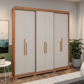 Guarda Roupa 1804 6P Abrir 3 Em 1 Carvalho Vermontt Of White S/ Espelho Com Pe - Herval