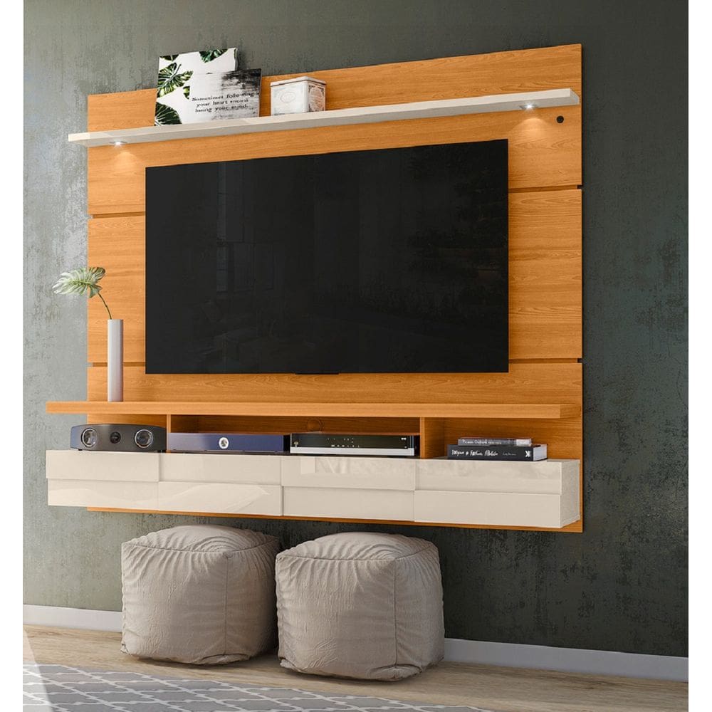 Bancada Suspensa Lana 1.8 para TV`s 60 Polegadas - Cinamomo/Off White Madetec