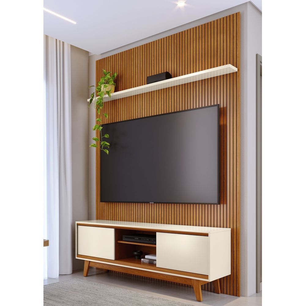 Composição Milo 179m para TV``s até 65 Polegadas 2 Portas Deslizantes - Cinamomo/Off White Madetec