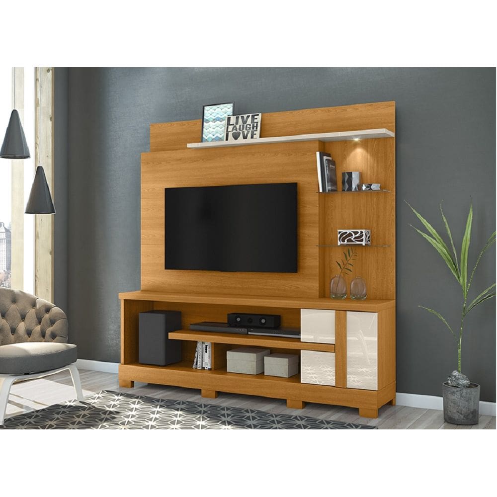 Home Theater Alan C/ Pés 181,5m Para TV até 55 Polegadas - Cinamomo/Off White Madetec