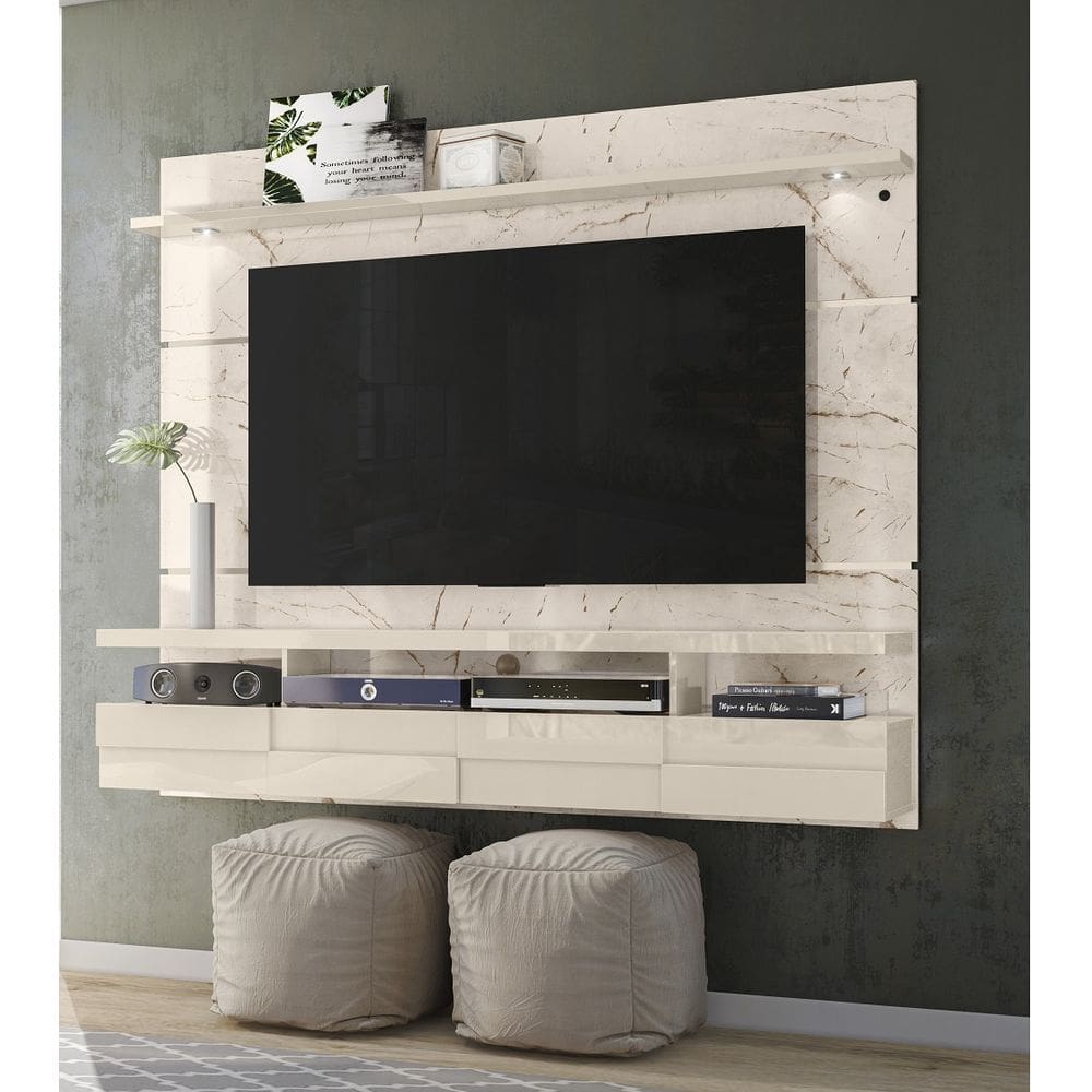Bancada Suspensa Lana 1.8 para TV`s 60 Polegadas - Calacata/Off White Madetec